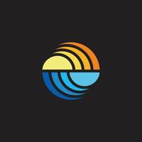 sun deep sea simple geometric circle gradient logo vector