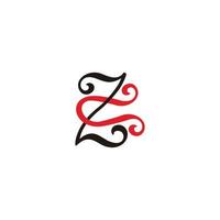letter zc simple curves spiral linked colorful logo vector
