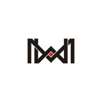 letter mw simple overlapping line dot geometric logo vector