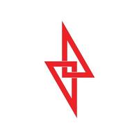 triangle linked thunder bolt shape overlap logo vector