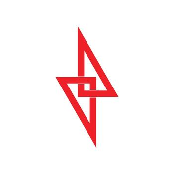 triangle linked thunder bolt shape overlap logo vector