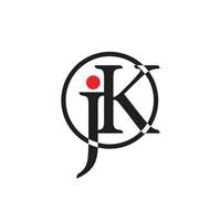 letter jk circle linked logo vector