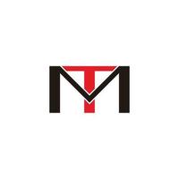 letter mt linked colorful geometric logo vector