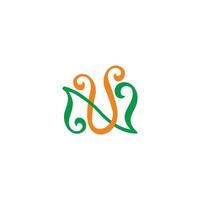 letter nu simple linked colorful curves line symbol vector