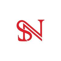 letter sn simple linked overlap design symbol logo vector