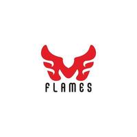vector de logotipo de diseño geométrico de llama roja mf de letra