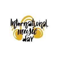 International Music Day. 01 October. Hand drawn lettering for music fest. Ink illustration. Modern brush calligraphy. Isolated on white background. vector