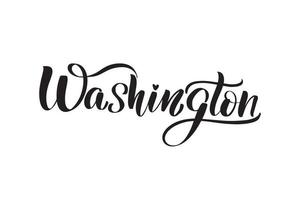 Inspirational handwritten brush lettering Washington. Vector calligraphy illustration isolated on white background. Typography for banners, badges, postcard, tshirt, prints, posters.