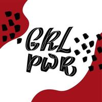 Inspirational handwritten brush lettering GRL PWR. Typography for banners, badges, postcard, tshirt, prints, posters. Abstract backgruond in Memphis style. Retro design style with ink texture. vector