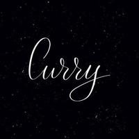 Chalkboard blackboard lettering Curry. Handwritten calligraphy text, chalk on a blackboard, vector illustration. Greetings for logotype, badge, icon.