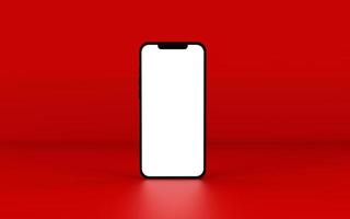 Mobile Phone Template Mockup isolated on red background. 3D illustration. photo