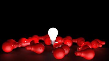 Light bulbs on dark background. Idea concept. 3D Illustration. photo