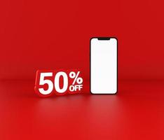 Sale tag number and smartphone. 3D illustration photo