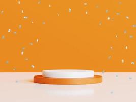 Abstract geometric shape podium for product display on orange background. 3d rendering. photo