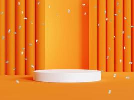Abstract geometric shape podium for product display on orange background. 3d rendering. photo