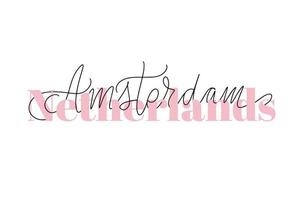 Inspirational handwritten brush lettering Netherlands Amsterdam. Vector calligraphy illustration isolated on white background. Typography for banners, badges, postcard, tshirt, prints, posters.