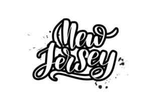 pincel inspirador escrito a mano con letras new jersey. ilustración de caligrafía vectorial aislada sobre fondo blanco. tipografía para pancartas, insignias, postales, camisetas, impresiones, carteles. vector