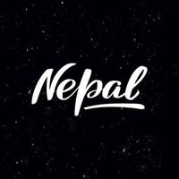 Chalkboard blackboard lettering Nepal. Handwritten calligraphy text, chalk on a blackboard, vector stock illustration. Greetings for logotype, badge, icon.