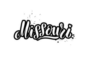 pincel inspirador escrito a mano con letras missouri. ilustración de caligrafía vectorial aislada sobre fondo blanco. tipografía para pancartas, insignias, postales, camisetas, impresiones, carteles. vector