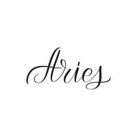 Inspirational handwritten brush lettering Aries. Vector calligraphy illustration isolated on white background. Typography for banners, badges, postcard, tshirt, prints, posters.