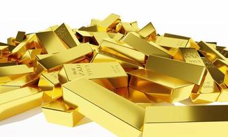 a large pile of gold bars 3D rendering background photo
