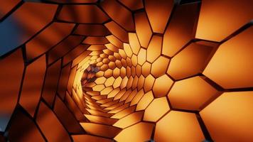 concepto abstracto de tecnología futurista. fondo moderno del túnel hexagonal de neón. ilustración 3d foto