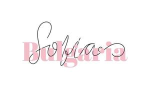 Inspirational handwritten brush lettering Bulgaria Sofia. Vector calligraphy illustration isolated on white background. Typography for banners, badges, postcard, tshirt, prints, posters.