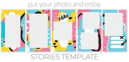 Trendy editable template for social networks stories, vector illustration. Best design backgrounds for social media. Template photo, backdrop, website, mobile app, poster, flyer, coupon, gift card.