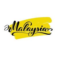 Inspirational handwritten brush lettering Malaysia. Vector calligraphy illustration on white background. Typography for banners, badges, postcard, tshirt, prints, posters.