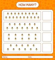 How many counting game with scarecrow. worksheet for preschool kids, kids activity sheet vector