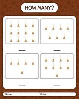 How many counting game with broom. worksheet for preschool kids, kids activity sheet vector