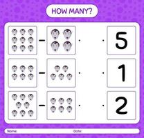 How many counting game with vampire. worksheet for preschool kids, kids activity sheet vector