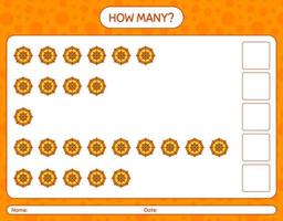 How many counting game with spider web. worksheet for preschool kids, kids activity sheet vector