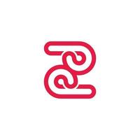 number two loop thin line geometric symbol logo vector