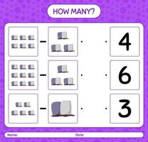 How many counting game with tombstone. worksheet for preschool kids, kids activity sheet vector