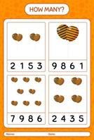 How many counting game with balloon. worksheet for preschool kids, kids activity sheet vector