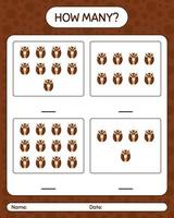 How many counting game with owl. worksheet for preschool kids, kids activity sheet vector