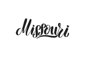 pincel inspirador escrito a mano con letras missouri. ilustración de caligrafía vectorial aislada sobre fondo blanco. tipografía para pancartas, insignias, postales, camisetas, impresiones, carteles. vector