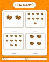 How many counting game with balloon. worksheet for preschool kids, kids activity sheet vector