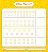 How many counting game with bone. worksheet for preschool kids, kids activity sheet vector