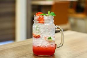 Iced Drink With Strawberry And Lemon photo