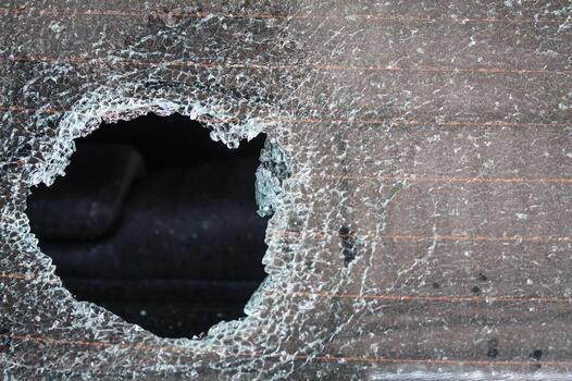 Broken car glass photo