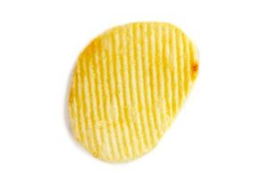 potato chip on white background close-up photo