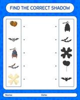 Find the correct shadows game with halloween icon. worksheet for preschool kids, kids activity sheet vector