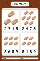 How many counting game with coffin. worksheet for preschool kids, kids activity sheet vector