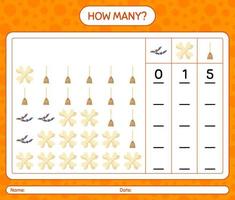 How many counting game with halloween icon. worksheet for preschool kids, kids activity sheet vector