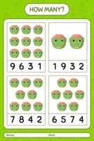 How many counting game with frankenstein. worksheet for preschool kids, kids activity sheet vector