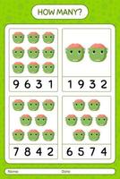 How many counting game with frankenstein. worksheet for preschool kids, kids activity sheet vector