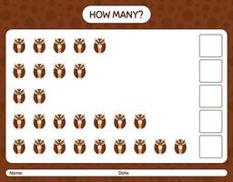 How many counting game with owl. worksheet for preschool kids, kids activity sheet vector