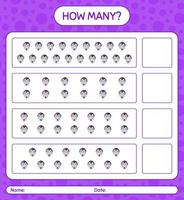 How many counting game with vampire. worksheet for preschool kids, kids activity sheet vector